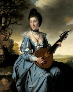 Joseph Wright: Mrs. Robert Gwillym playing the English Guitar